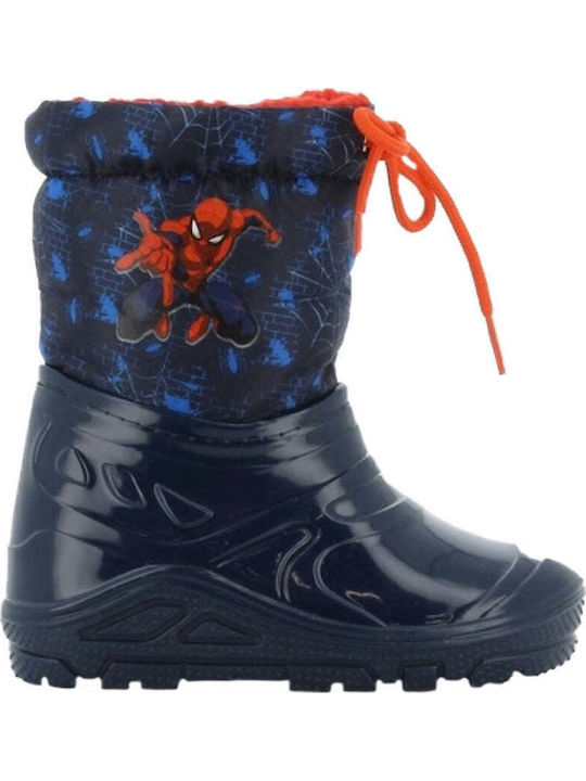 Cizme de cauciuc pentru copii cu captuseala interna Spiderman Albastru marin