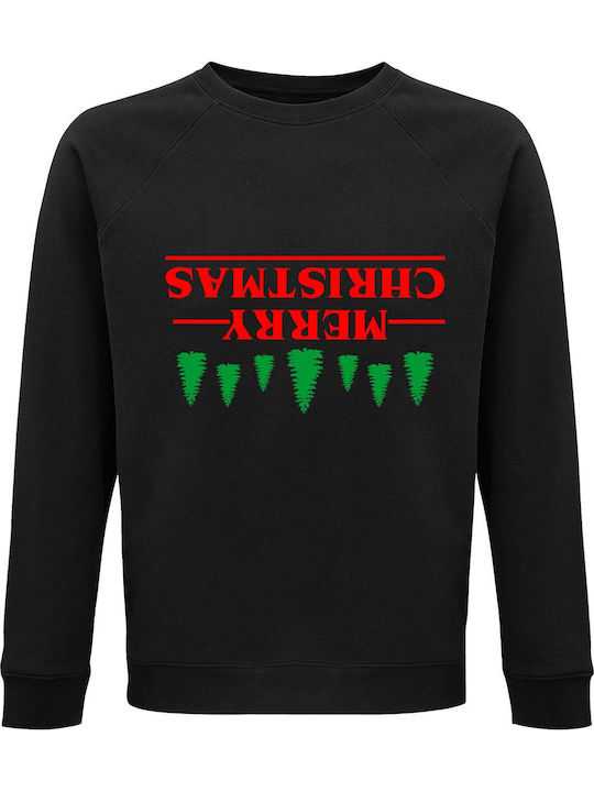 Sweatshirt Unisex Bio "Stranger Things Frohe Weihnachten aus der Unterwelt", Schwarz