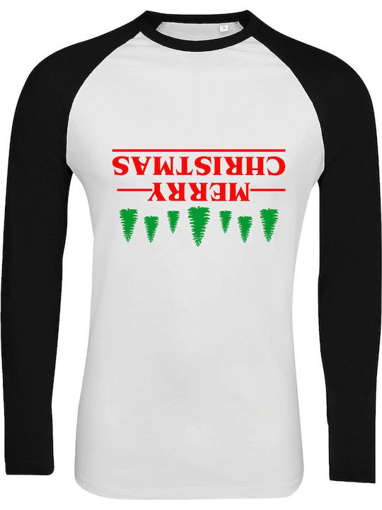 Μακρυμάνικο Unisex " Stranger Things Merry Christmas From The Upside Down ", White/Black