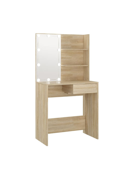 Wooden Makeup Dressing Table Sonoma Δρυς with Mirror 74.5x40x141cm