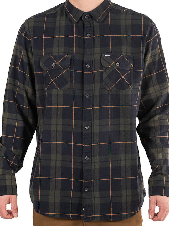 Double Langärmlig Flanell Hemd Geprüft Olive
