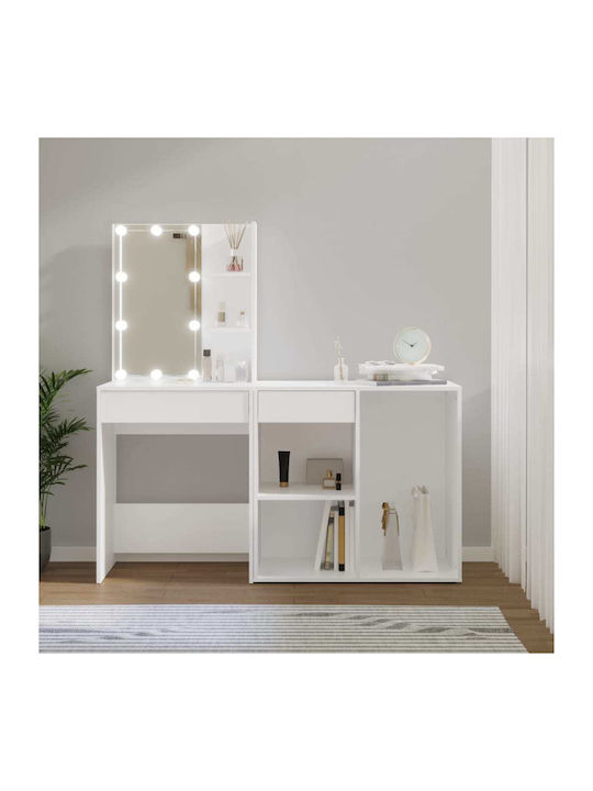 Wooden Makeup Dressing Table White with Mirror 80x40x75cm