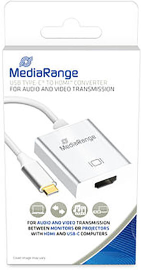 MediaRange Конвертор USB-C мъжки към HDMI женски Бял 1бр MRCS194