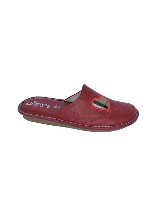 Castor Anatomic 33845 Anatomic Leather Women's Slippers In Red Colour