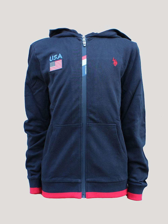 U.S. Polo Assn. Boys Hooded Sweatshirt with Zipper Blue