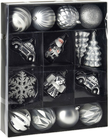 Ornament suspendat Mix Ornamente Argintiu 5x5buc Set 20buc