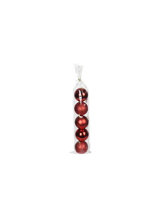 Hanging Ball Ornament Ornament Red Set 5pcs