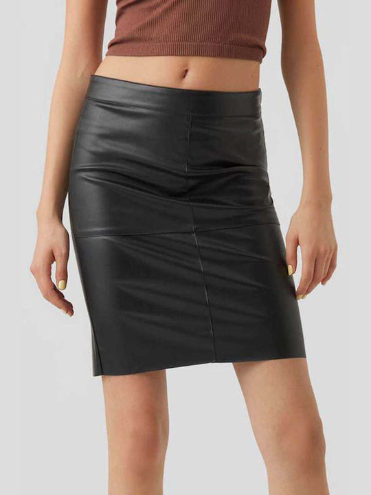 Vero Moda Piele Fustă Mini în culoarea Negru