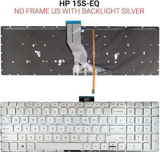 HP Tastatură Laptop Pentru 15S-EQ Fără Cadru & Retroiluminat Cu Dispunere Engleză (SUA) În Culoare Argintie K623