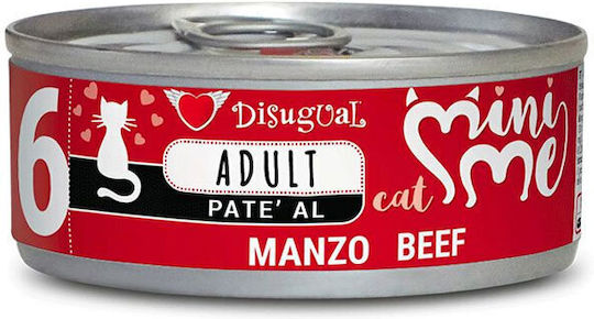 Disugual Mini Me 6 Wet Cat Food for Adult Cats in Cans with Beef Grain Free & Gluten Free 85gr