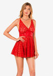 Moongirl 111 Set Sexy Babydoll Babydoll & String Red MG111