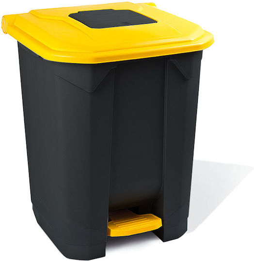 Plastic Waste Bin with Pedal Black - Yellow 50L