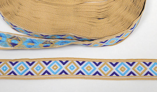 Faitakis Pack Boho 0501312 Stoff Band Blau mit Breite 25mm