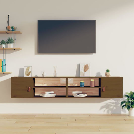 Dulap Suspendat pentru Sufragerie din Lemn Masiv Natural - Miere 80x30x30cm