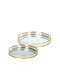 Aria Trade Metallic Round Decorative Tray with Mirror 2pcs