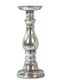 Zaros Candle Holder Polyresin Silver 15x15x37.5cm 1pcs