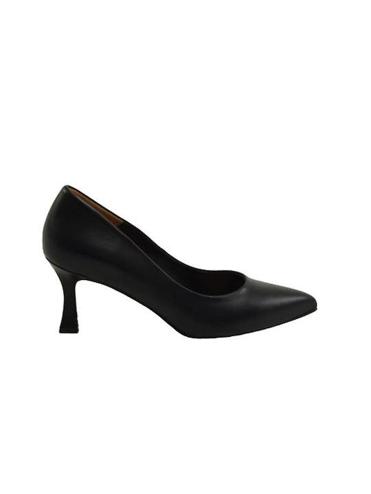 Toutounis Leather Pointed Toe Black Heels