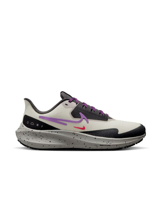 Nike Air Zoom Pegasus 39 Shield Γυναικεία Αθλητικά Παπούτσια Running Light Bone / Cobblestone / Dark Smoke Grey / Vivid Purple