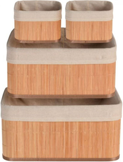 Καλάθι Αποθήκευσης Bamboo Καφέ 4τμχ