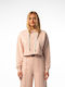 Cropped Women's Sweatshirt Hooded Beige