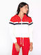 Koko Zaketa Hoodie Cropped Γυναικεία Ζακέτα Φούτερ με Κουκούλα White/Red