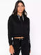 Mono Sweater Cropped Women's Sweatshirt Jacket Hooded Black