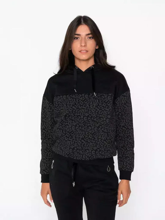 Cropped Women's Sweatshirt Hooded Black
