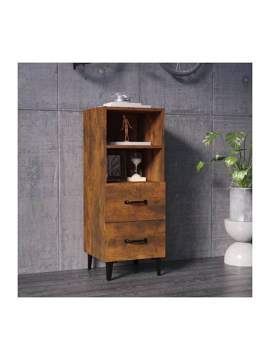 Drawers Storage Wooden Smoky Oak L34.5xW34xH90cm