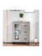 Living Room Display Cabinet made of Particle Board with Windowed Grey Concrete 69.5x34x90cm