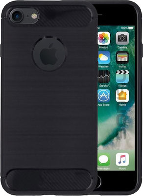 Sonique Brushed Carbon Silicone Back Cover Black (iPhone 8/7)