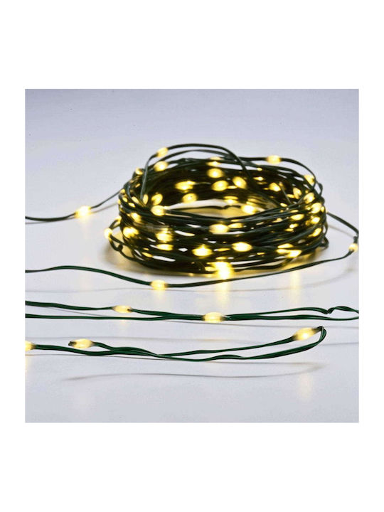 100 Светлини LED 10m. Топъл бял На батерия тип ...