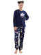 Vienetta Kids Teenage Winter Fleece Pajama "Night" for Girls (9-16 years old)-201010b Blue Marine