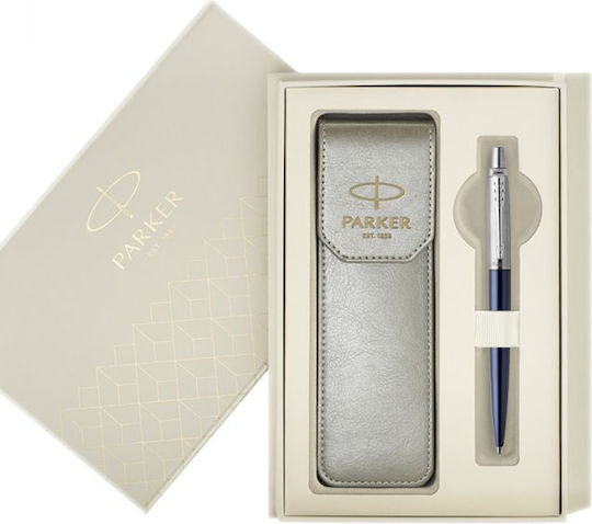 Parker Jotter Premium Pen Set Ballpoint made of Steel Royal Blue in a case (in a paper cassette)