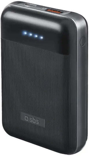 SBS Външна Батерия 10000mAh 20W с USB-A Изходен Порт и USB-C Изходен Порт Черна