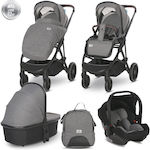 Lorelli Aria 3 in 1 Adjustable 3 in 1 Baby Stroller Suitable for Newborn Gray 15kg