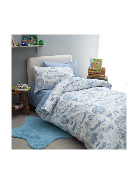 Vesta Home Комплект Детска Завивка Единична с Калъфка Памучна Светлосиня и Navy 170x240см