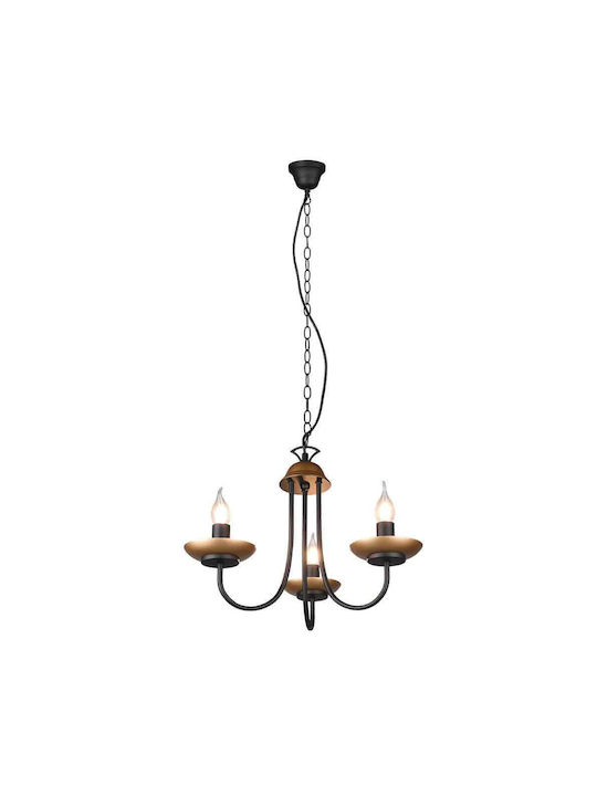 Trio Lighting Livia Chandelier Candlestick 3xE14 Black 46cm 101700332