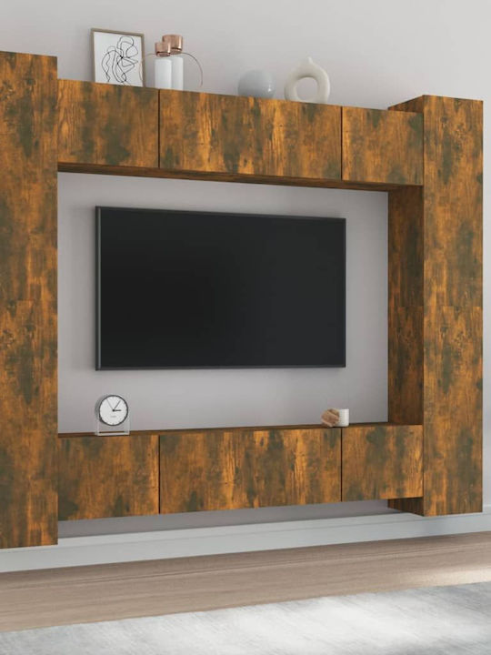 Living Room TV Unit Smoked Oak 8pcs L80xW30xH30cm