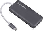 Silverstone USB-C Stație de andocare cu HDMI Gri (SST-EP14C)