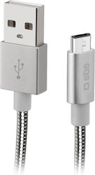 SBS BLEMICROFLEXYS Stainless USB 2.0 σε micro USB 1.5m Γκρι