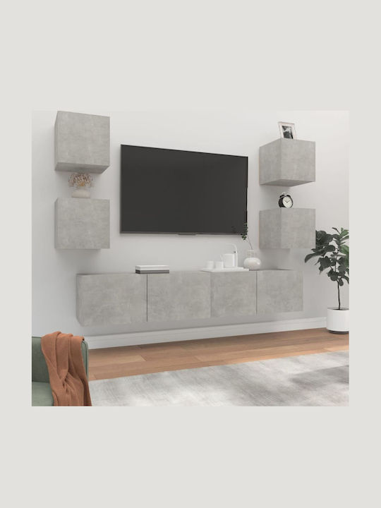 Living Room TV Unit Grey Concrete 6pcs L80xW30x...
