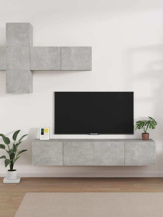 Living Room TV Unit Grey Concrete 7pcs L80xW30x...