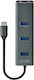 Savio AK-57 Hub 3 Anschlüsse USB 3.1 mit USB-C Anschluss Ethernet Grau