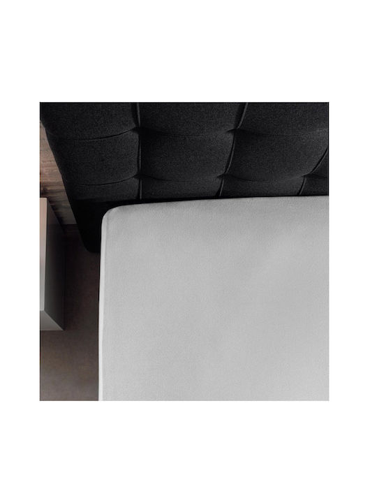 DreamHouse Jersey Σεντόνι King Size με Λάστιχο 190x200+30εκ. Λευκό