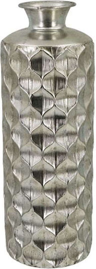 Marhome Διακοσμητικό Βάζο Μεταλλικό Ασημί Φ17xΥ49cm