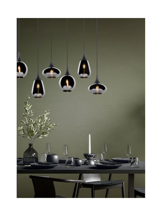Trio Lighting Lumina Adjustable Pendant Light Black Rail for 6 Bulbs E14, E.14 93x20x150cm