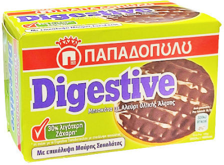 Papadopoulou Kekse Digestive Mit Topping Zartbitterschokolade 1Stück 200gr