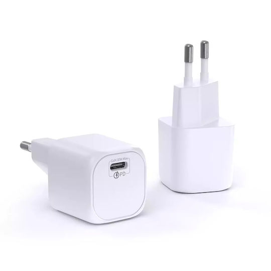 Wiwu Φορτιστής Χωρίς Καλώδιο με Θύρα USB-C 30W Power Delivery Λευκός (RY-U30A)