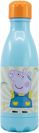 Stor Sticlă Pentru Copii Peppa Pig Aluminiu Cu Pai Counts 560ml (Diverse Modele/Culori)