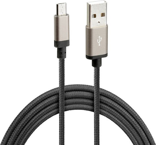 Lampa Long Tip Braided USB 2.0 to micro USB Cable Μαύρο 1m L3888.5 1τμχ